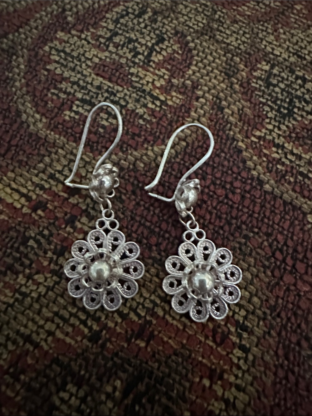 Delicate Silver Floral Drop Earrings for Women